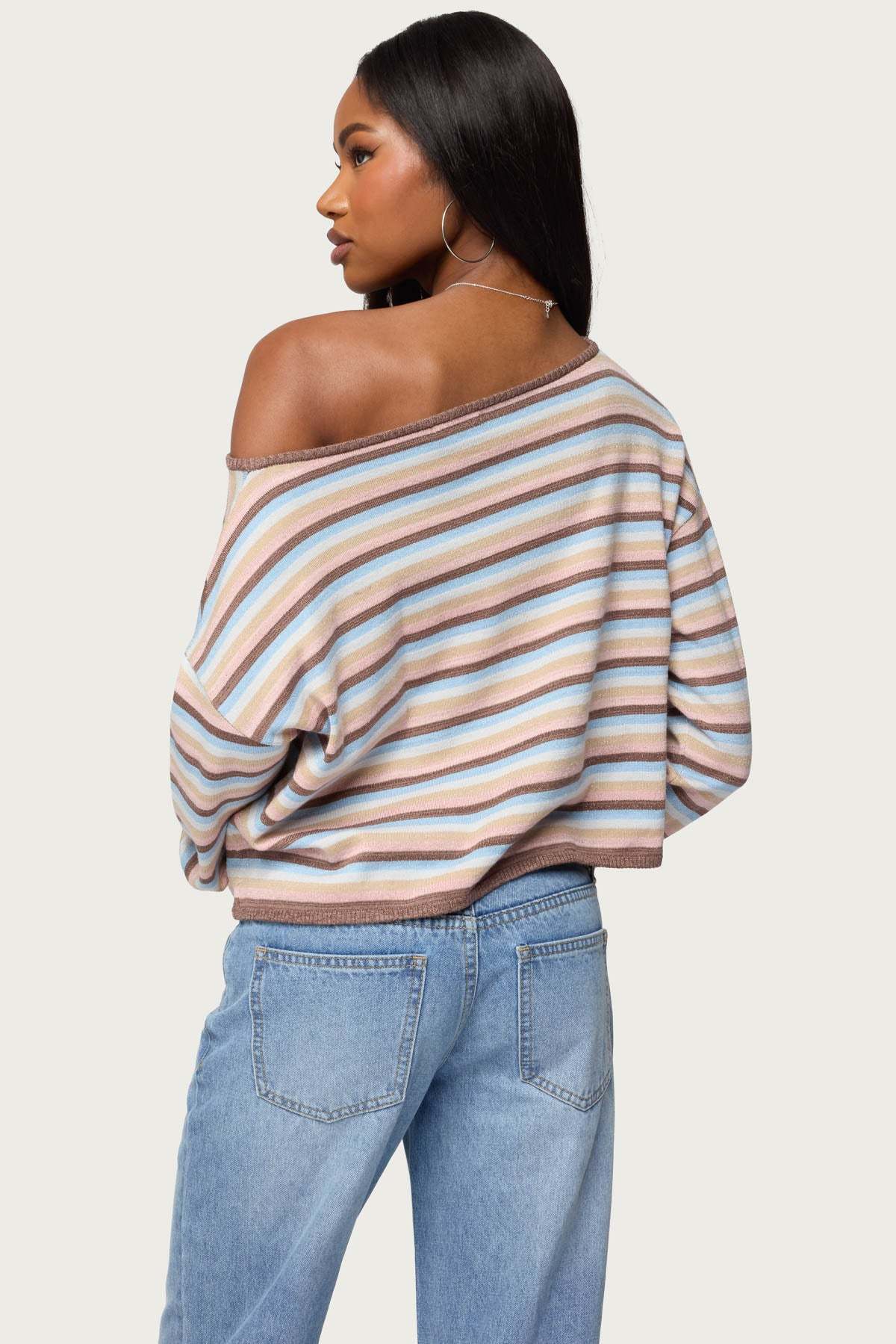 Alexis Off Shoulder Striped Knit Top - MIX