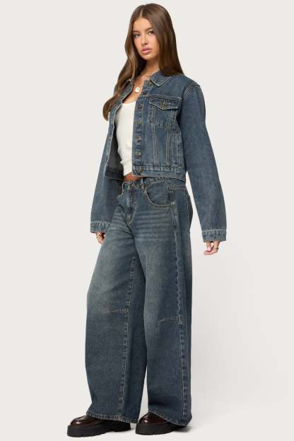 Barb Denim Jacket - DARK-BLUE