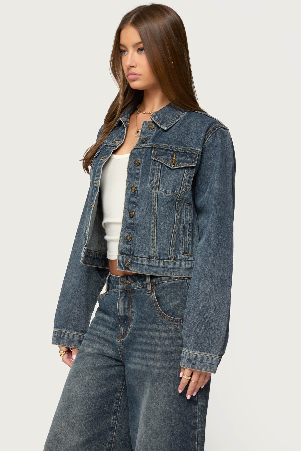 Barb Denim Jacket - DARK-BLUE