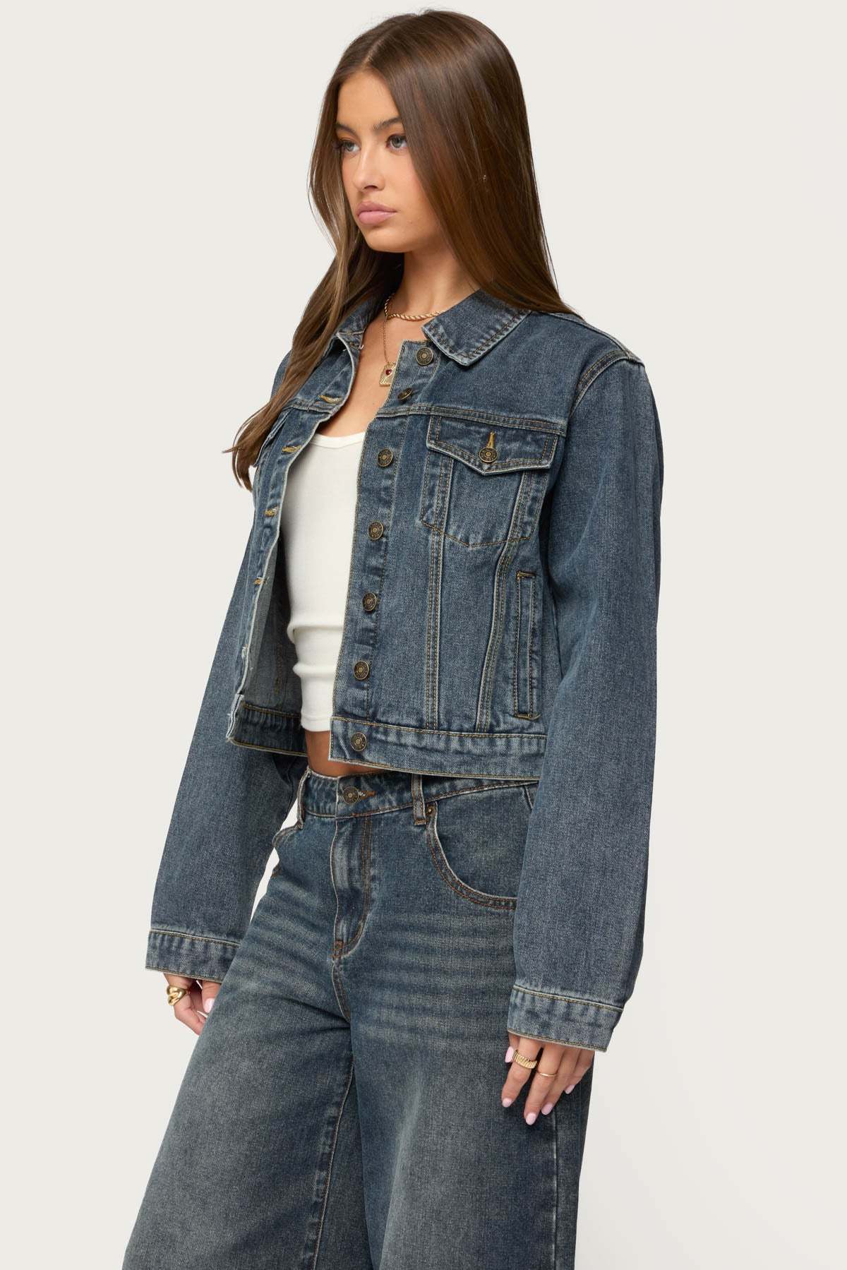 Barb Denim Jacket - DARK-BLUE