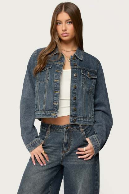 Barb Denim Jacket - DARK-BLUE