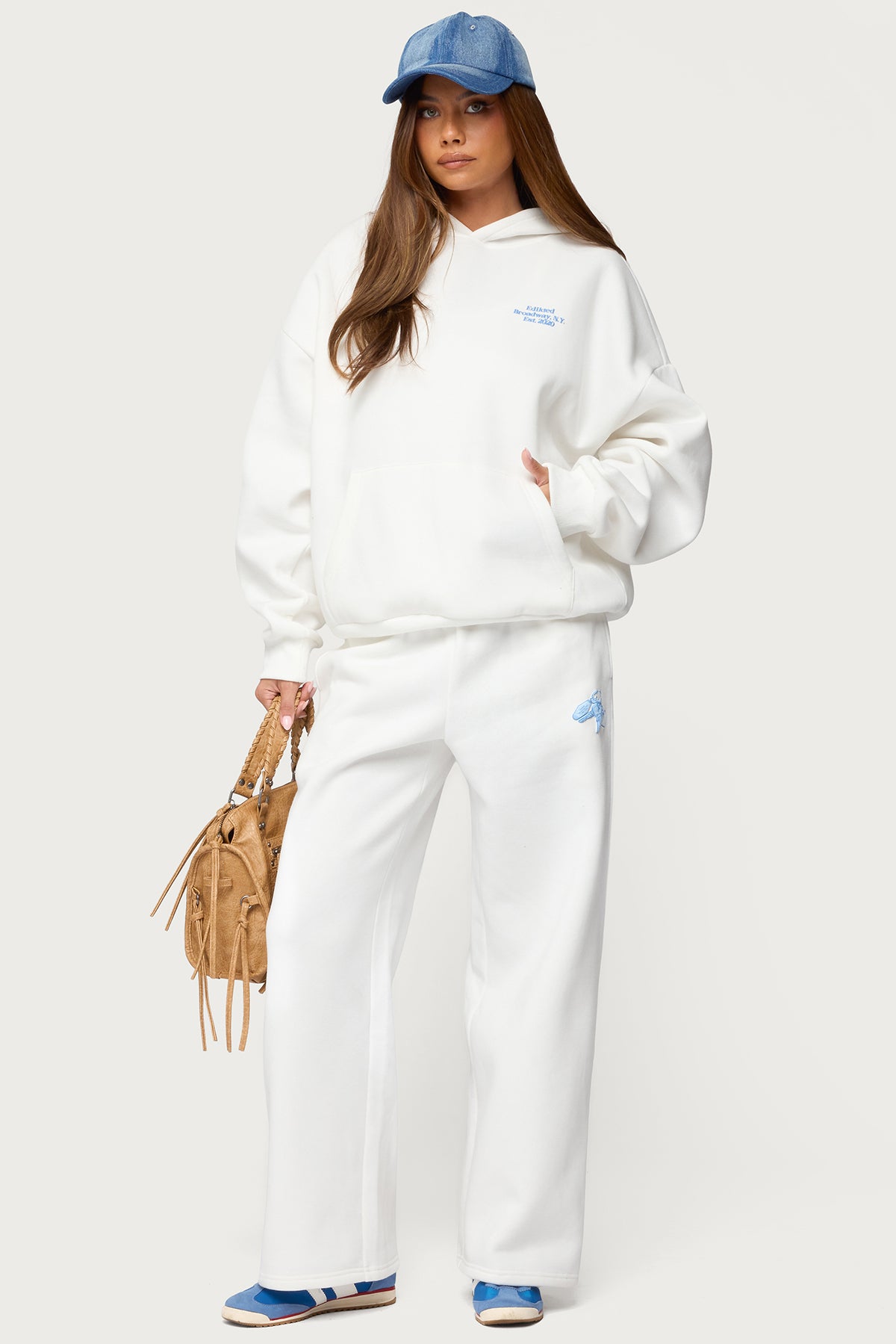 Keychain Cutie Straight Leg Sweatpants - WHITE