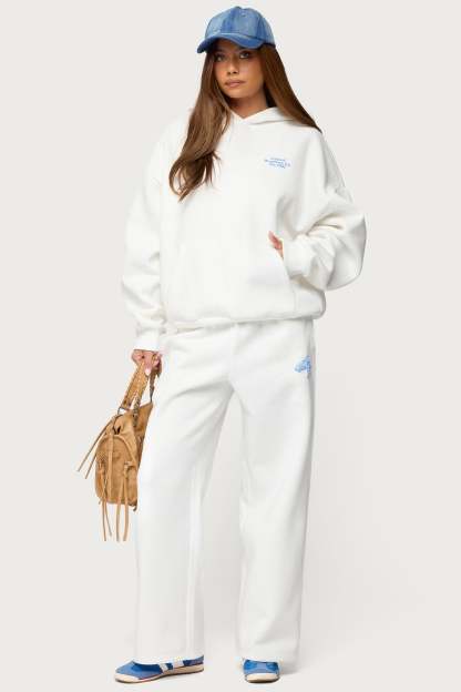 Keychain Cutie Straight Leg Sweatpants - WHITE