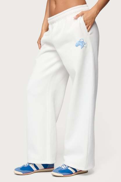 Keychain Cutie Straight Leg Sweatpants - WHITE