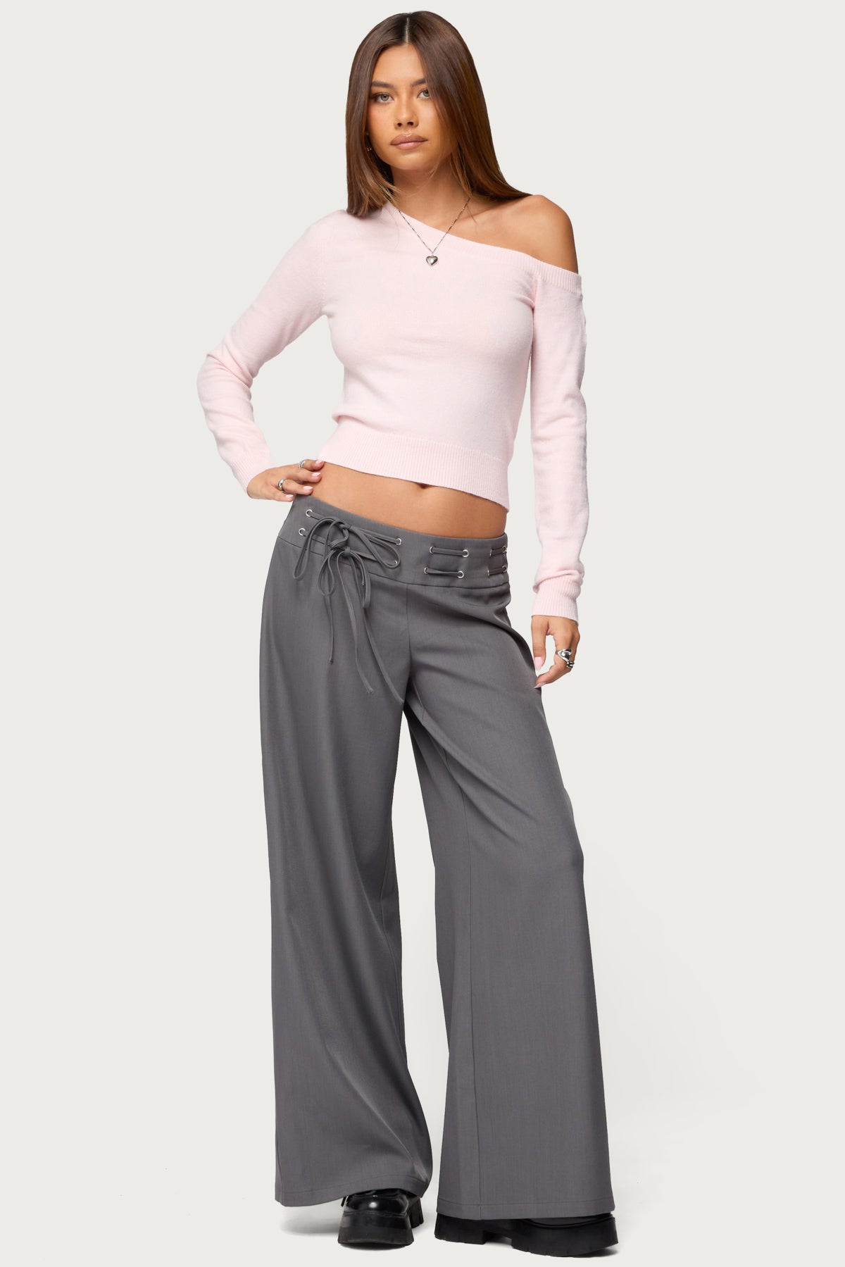 Mayson Off Shoulder Knit Top - LIGHT-PINK