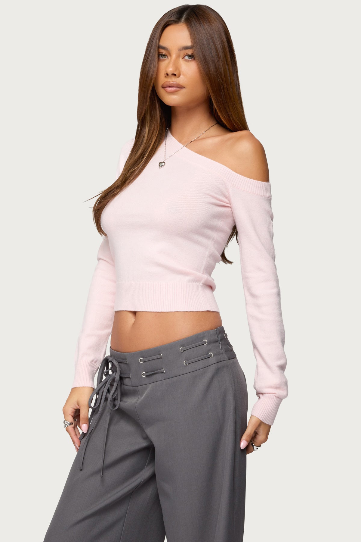 Mayson Off Shoulder Knit Top - LIGHT-PINK