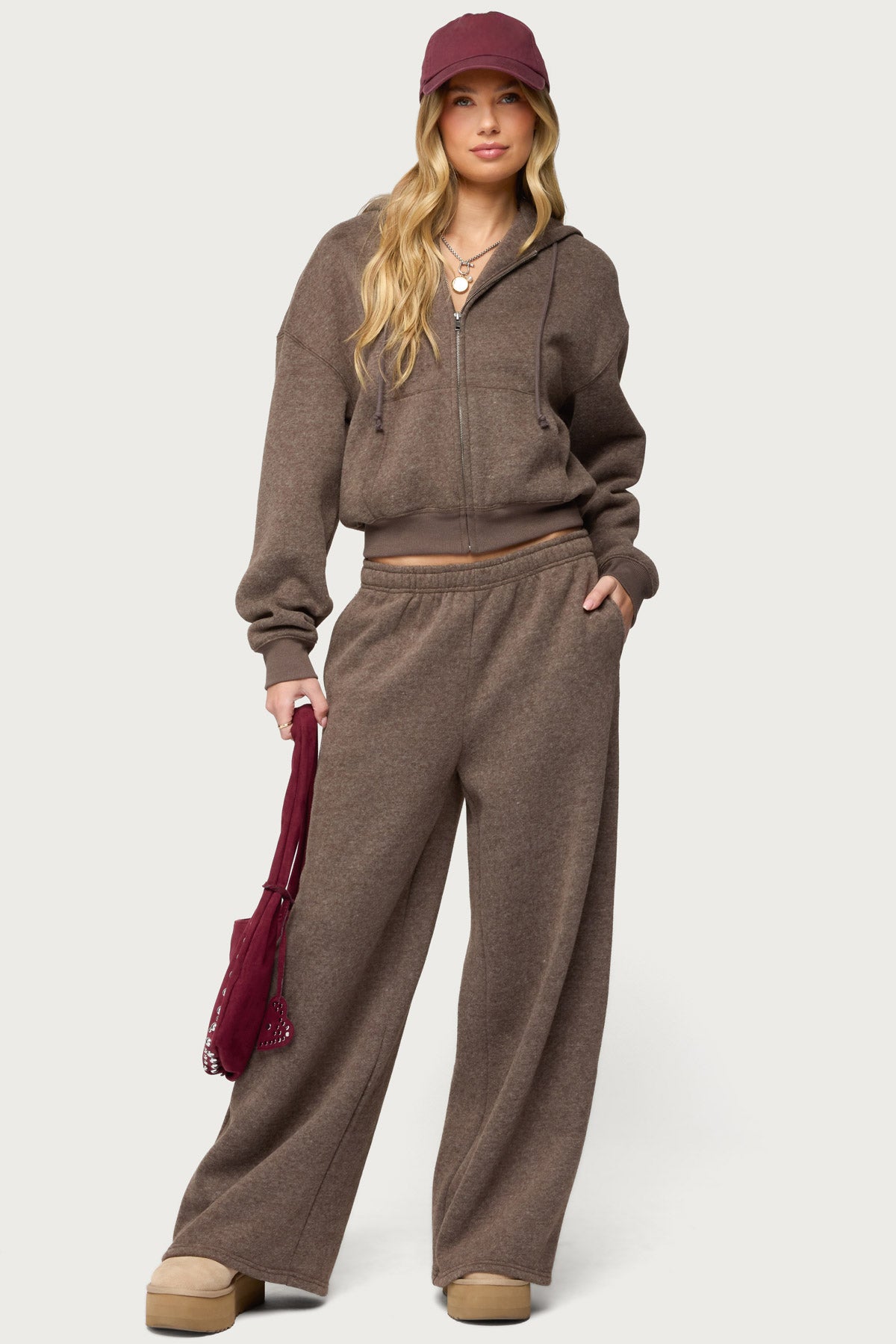 Laulie Straight Leg Sweatpants - BROWN