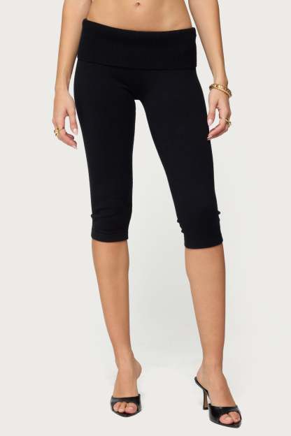 Skyla Knit Capri Pants - BLACK