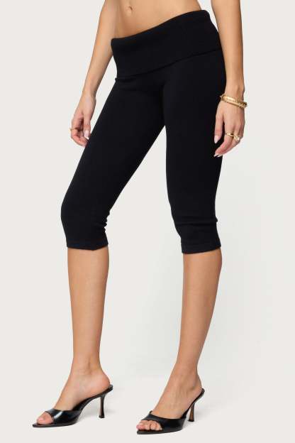Skyla Knit Capri Pants - BLACK
