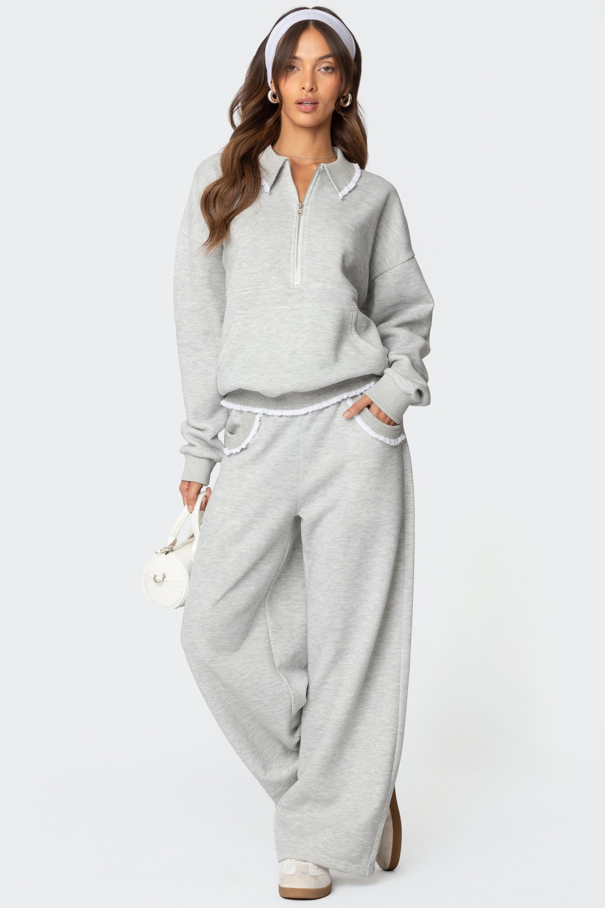 Ashtin Ruffle Trim Sweatpants - GRAY MELANGE