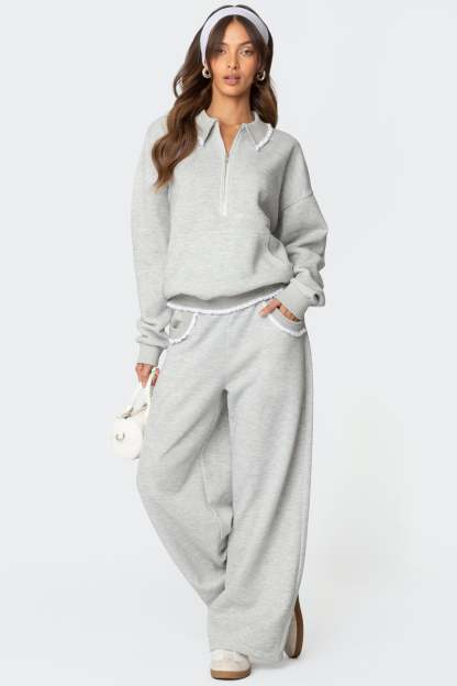 Ashtin Ruffle Trim Sweatpants - GRAY MELANGE