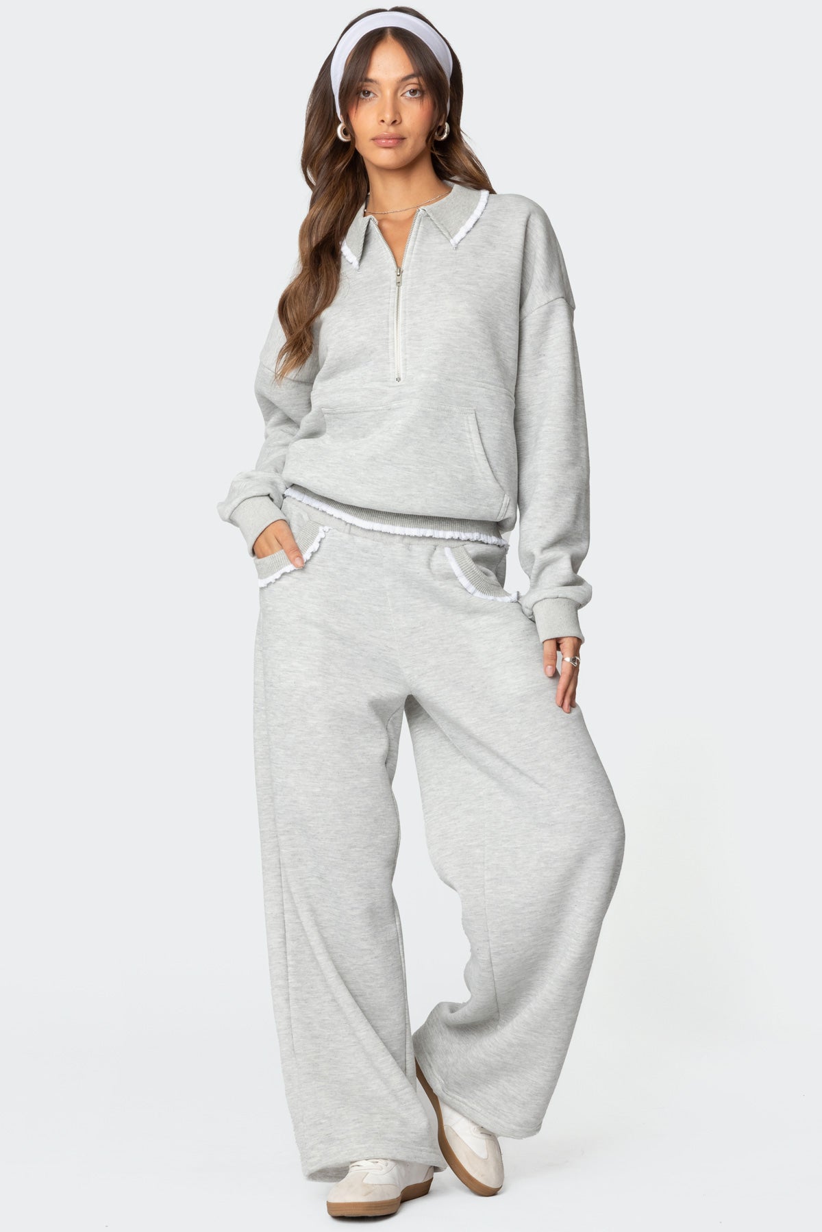 Ashtin Ruffle Trim Sweatpants - GRAY MELANGE
