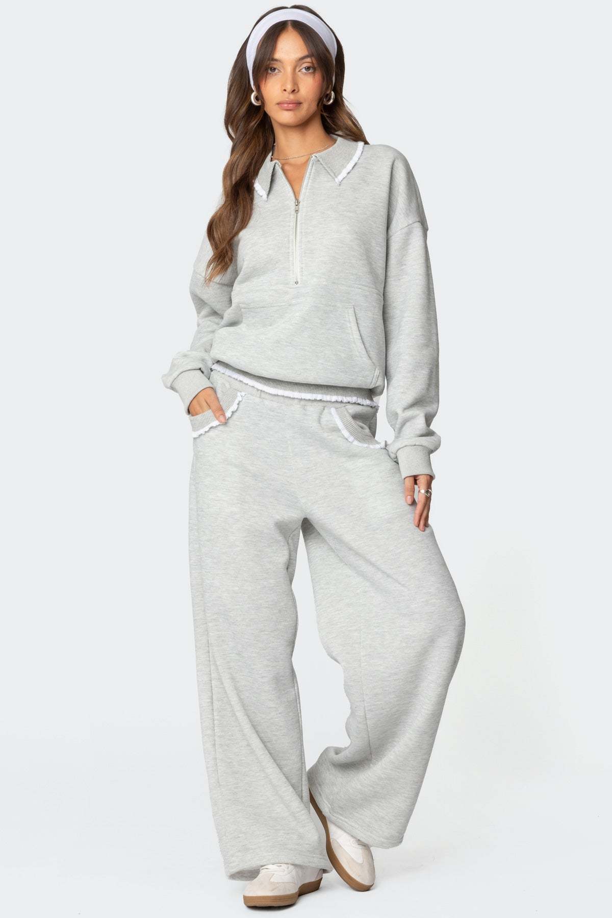 Ashtin Ruffle Trim Sweatpants - GRAY MELANGE