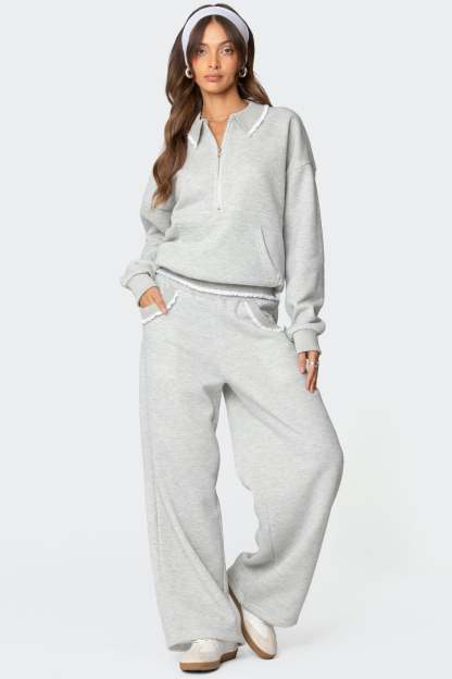 Ashtin Ruffle Trim Sweatpants - GRAY MELANGE