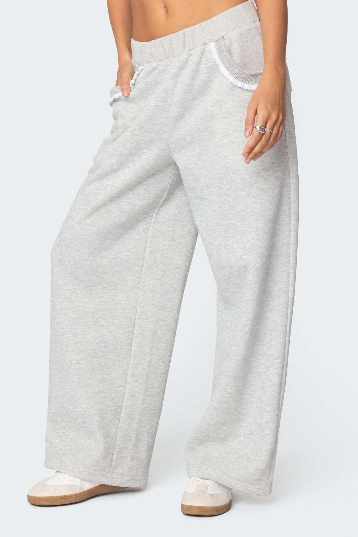 Ashtin Ruffle Trim Sweatpants - GRAY MELANGE