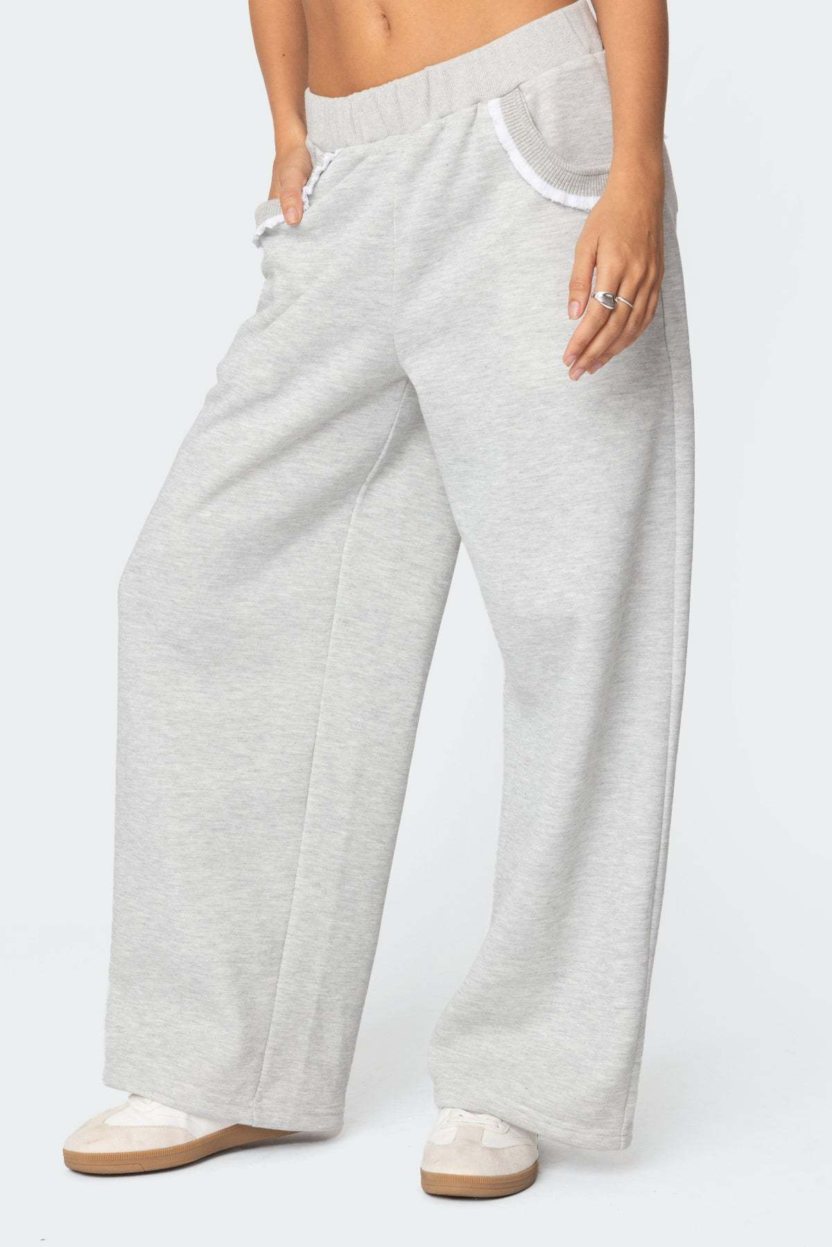 Ashtin Ruffle Trim Sweatpants - GRAY MELANGE