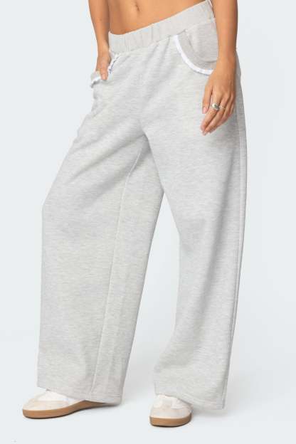 Ashtin Ruffle Trim Sweatpants - GRAY MELANGE