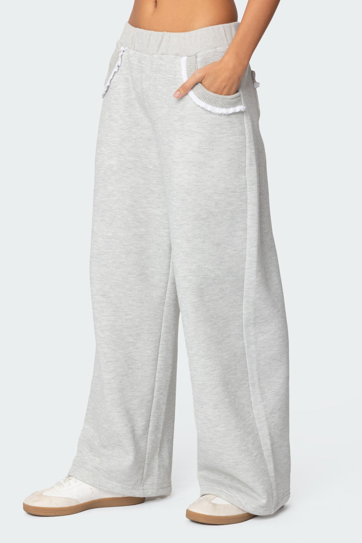 Ashtin Ruffle Trim Sweatpants - GRAY MELANGE