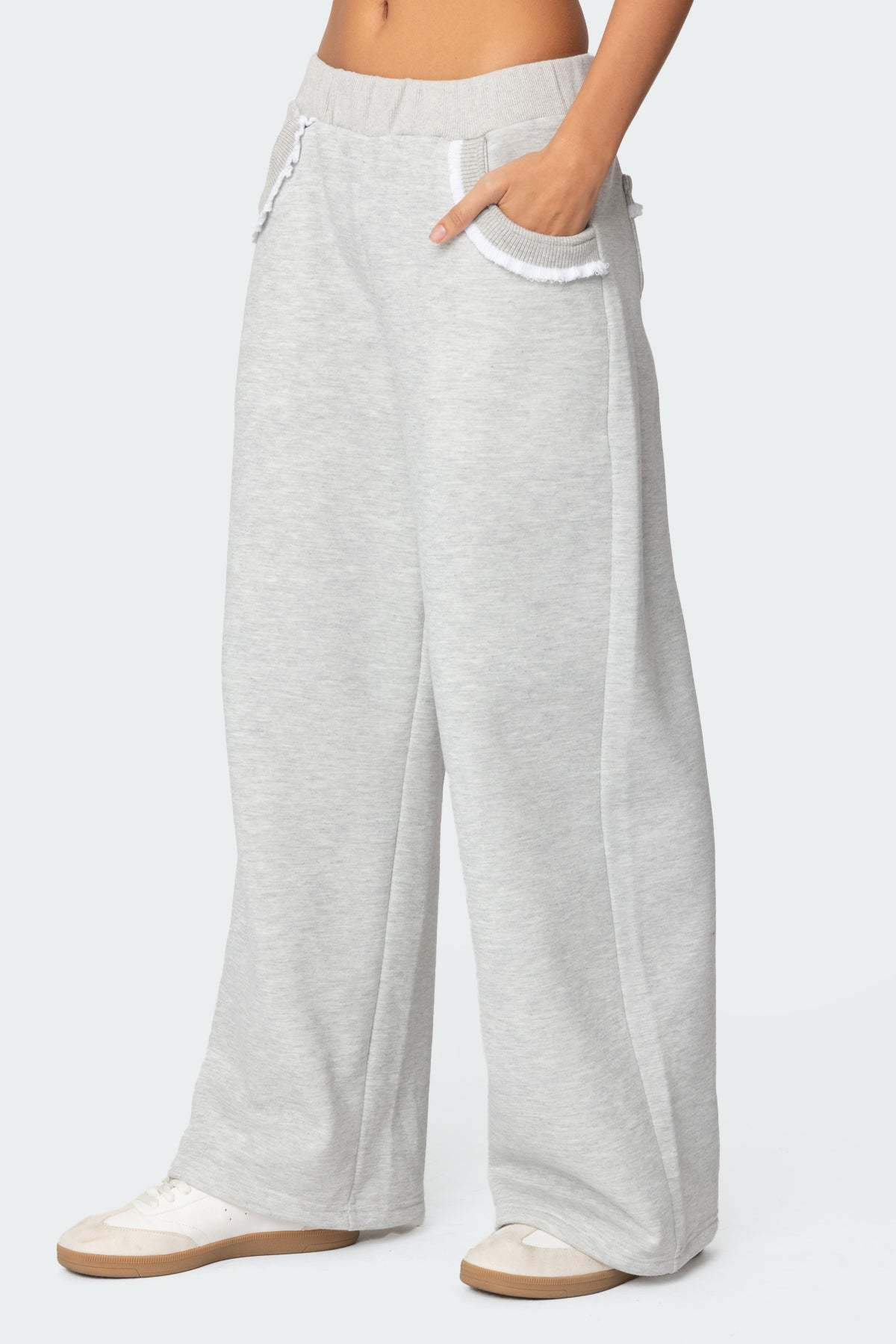 Ashtin Ruffle Trim Sweatpants - GRAY MELANGE