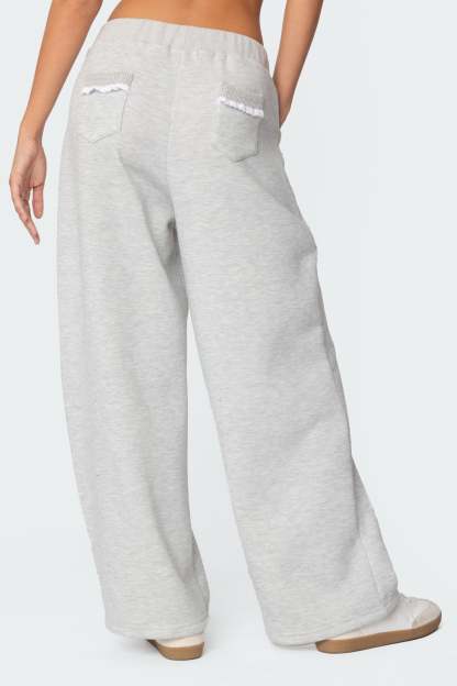 Ashtin Ruffle Trim Sweatpants - GRAY MELANGE