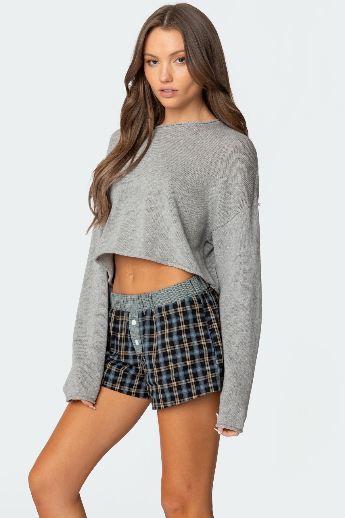 Shyrah Oversized Knit Top - GRAY MELANGE