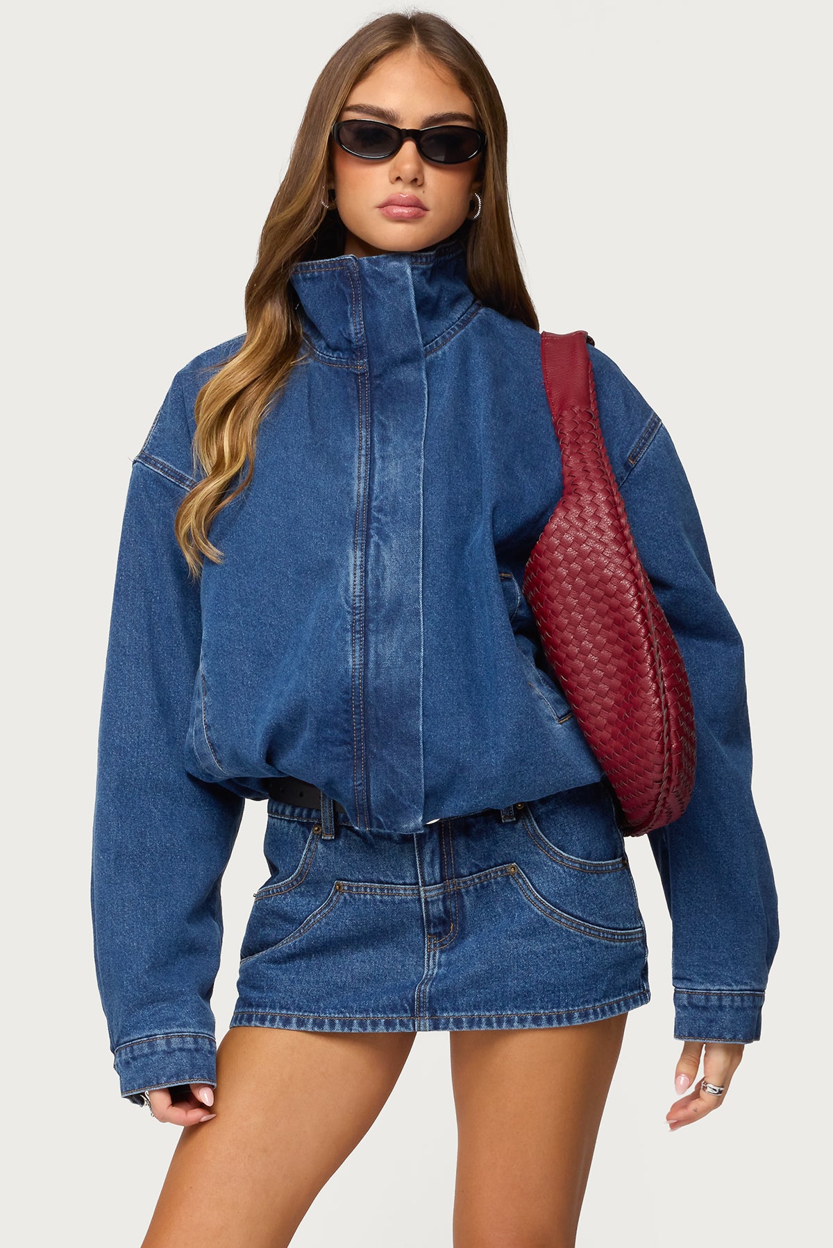 Hilary Oversized Denim Coat - BLUE-WASHED