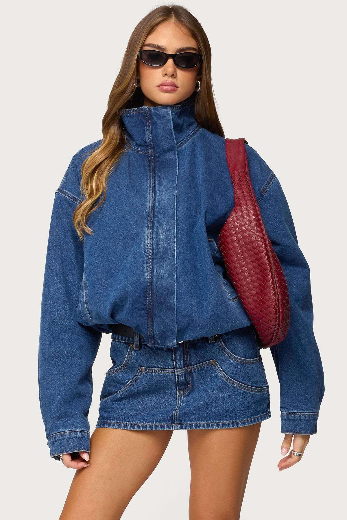 Hilary Oversized Denim Coat - BLUE-WASHED