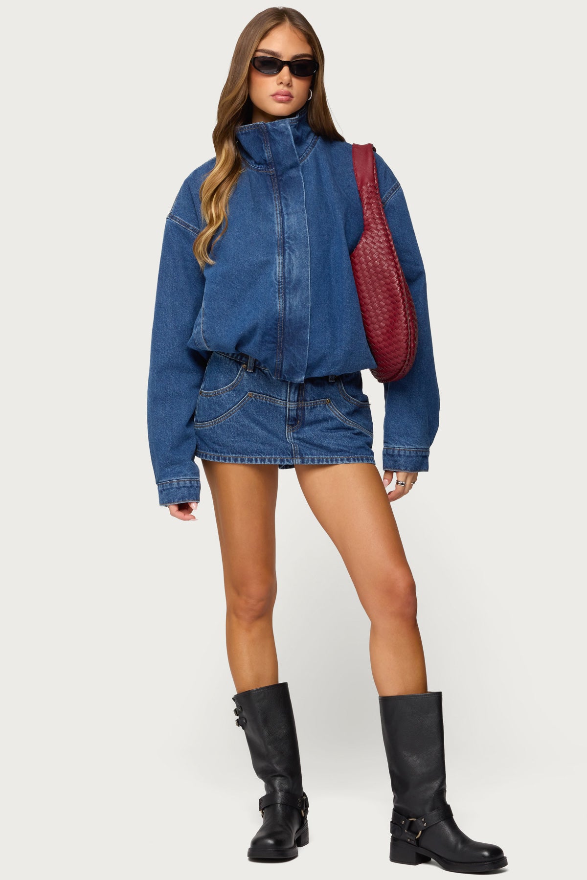 Hilary Oversized Denim Coat - BLUE-WASHED