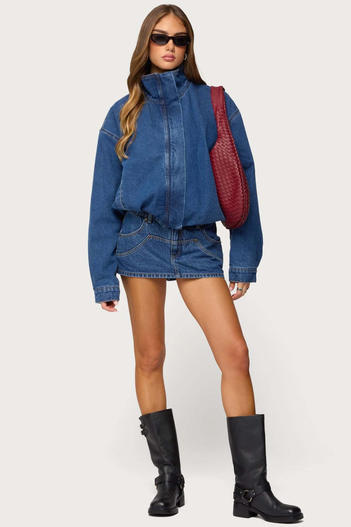Hilary Oversized Denim Coat - BLUE-WASHED