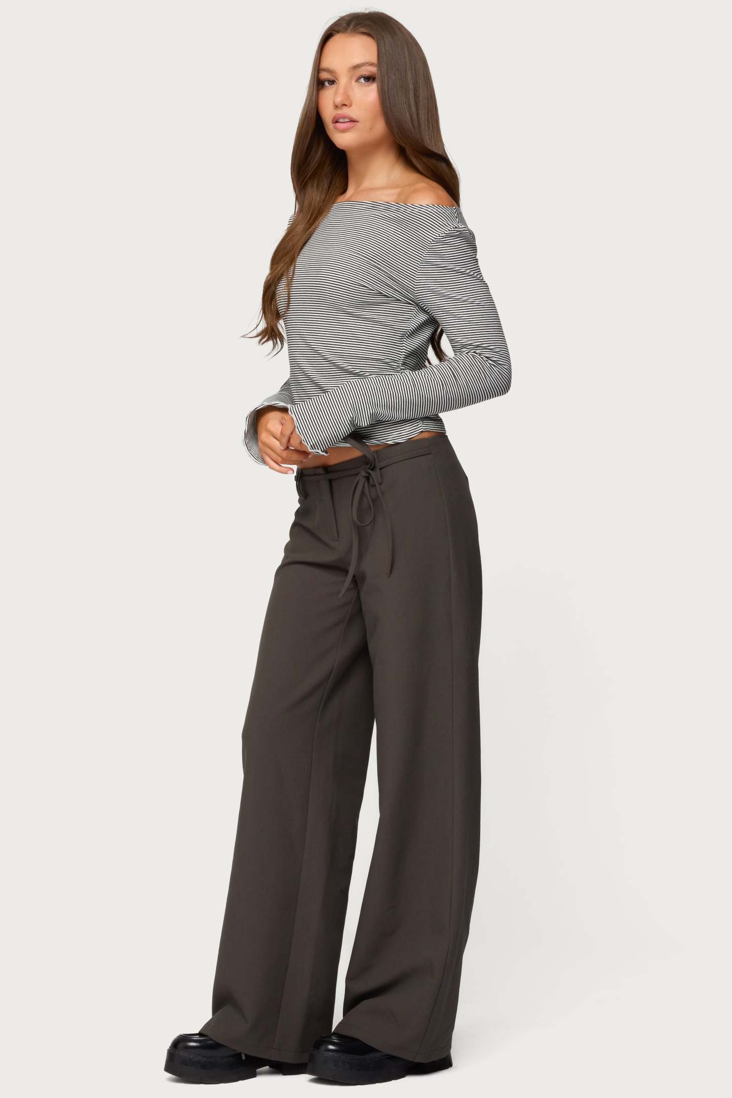 Raphael Tie Belt Pants - GRAY