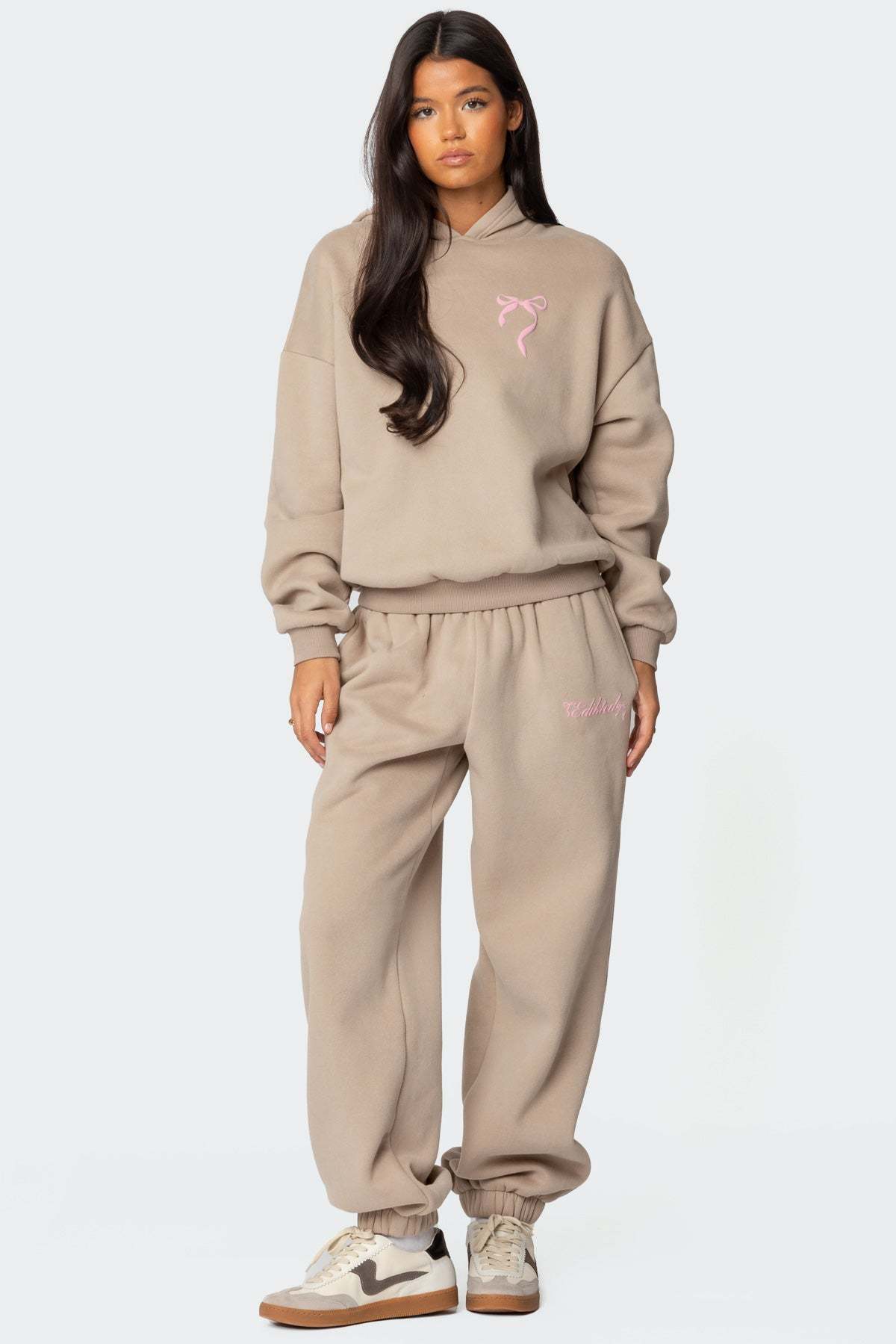 Sasha Bow Detail Sweatpants - BEIGE