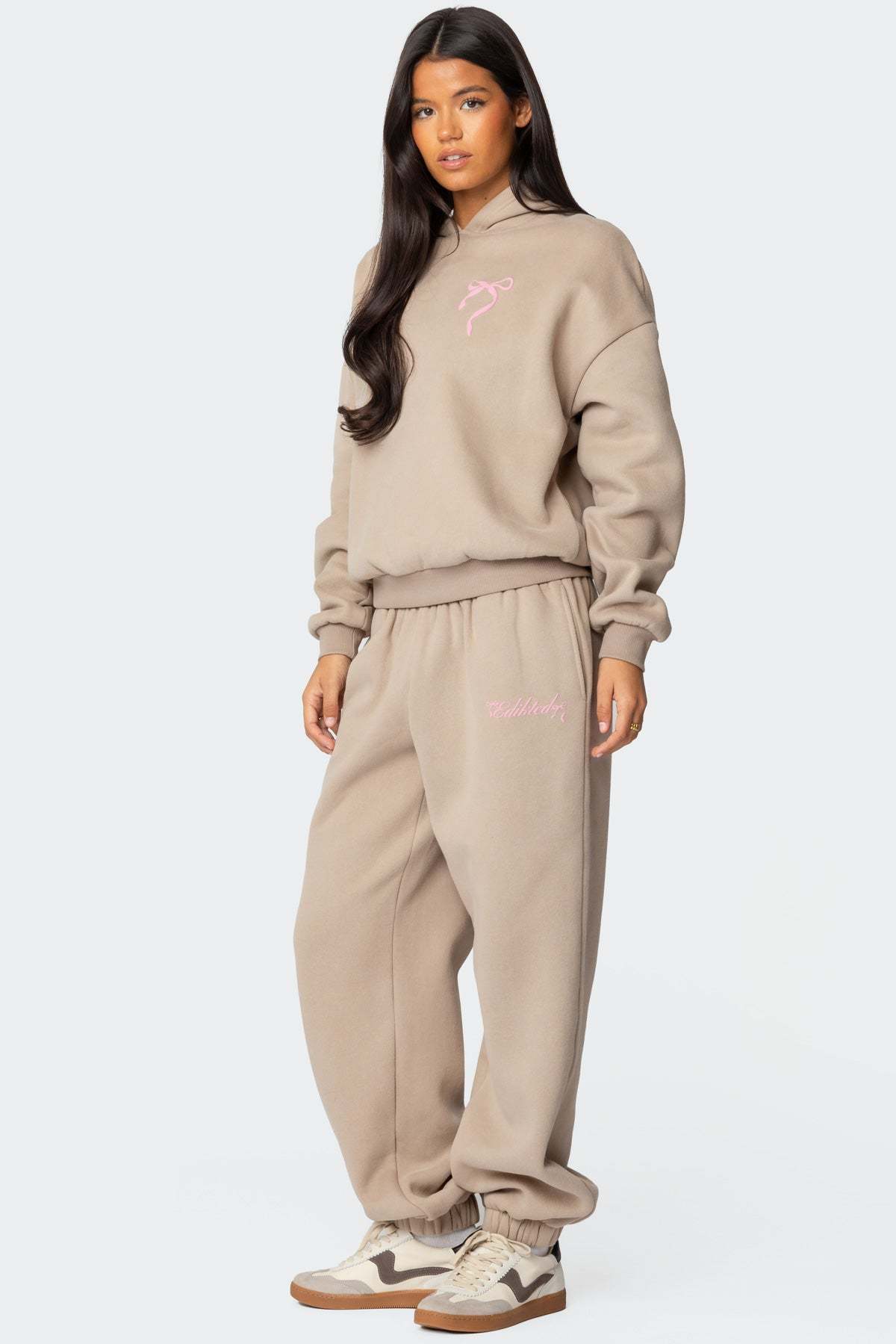 Sasha Bow Detail Sweatpants - BEIGE
