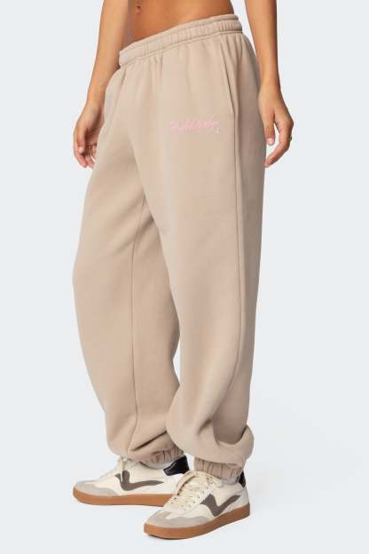 Sasha Bow Detail Sweatpants - BEIGE