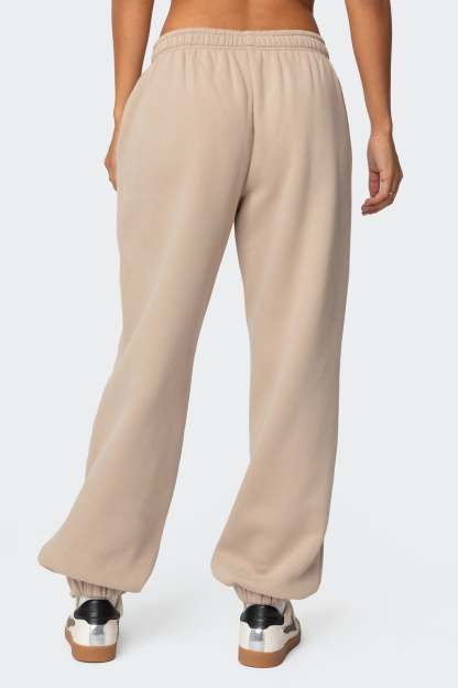 Sasha Bow Detail Sweatpants - BEIGE