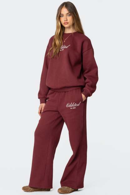 Get Edikted Sweatpants - BURGUNDY