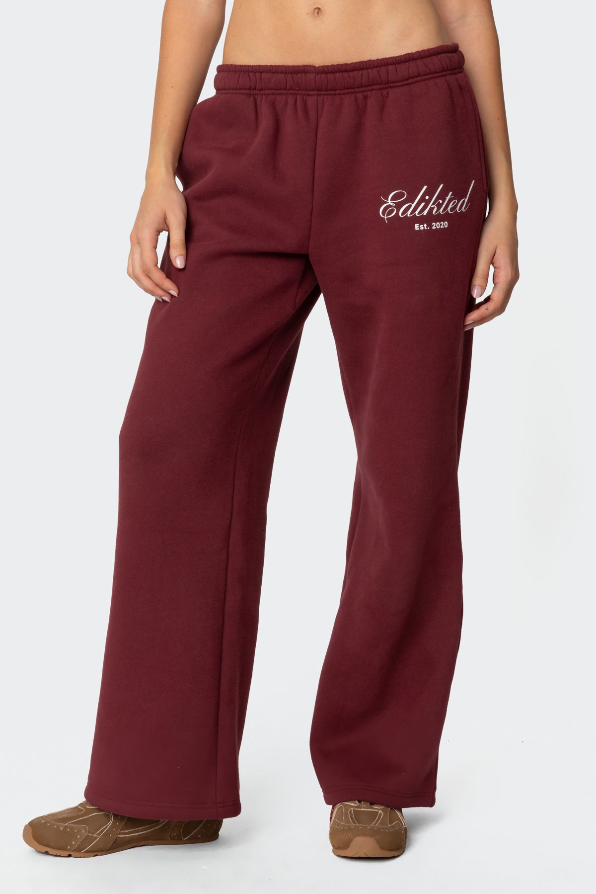 Get Edikted Sweatpants - BURGUNDY
