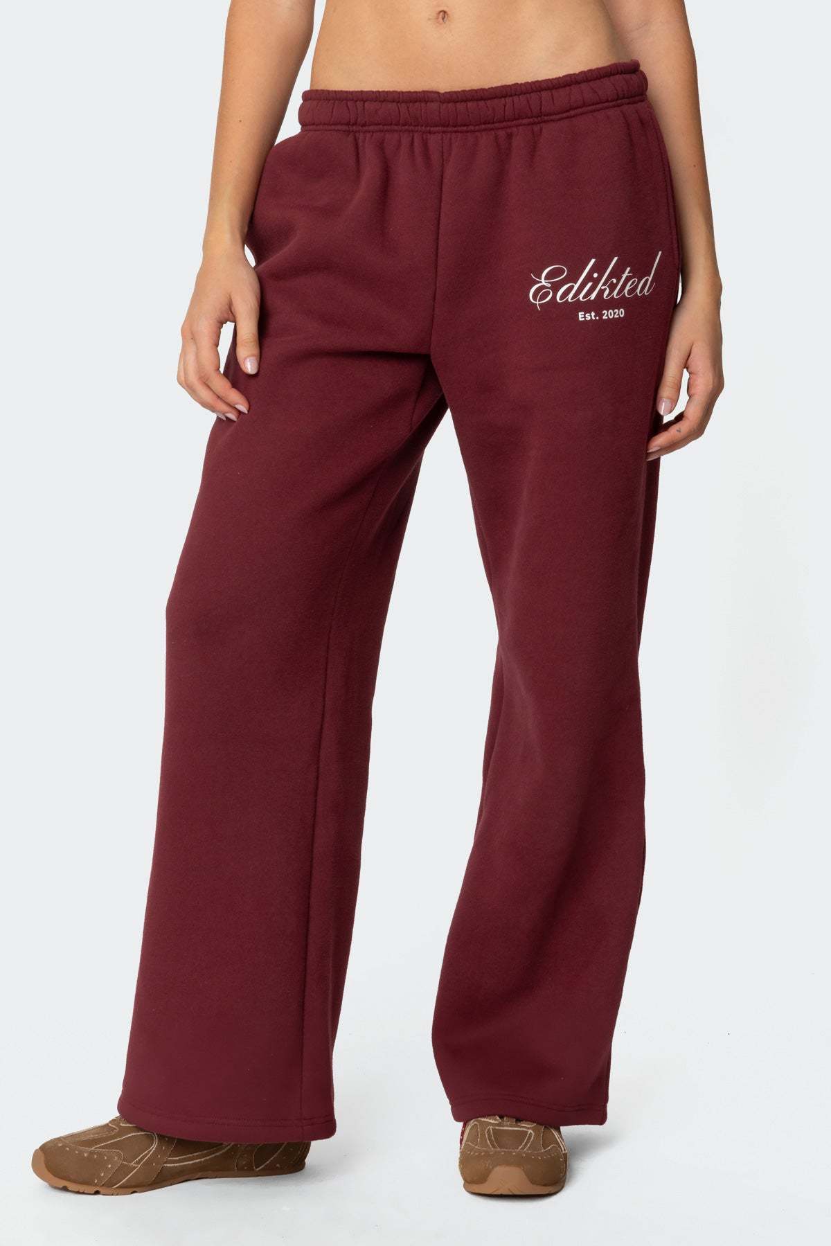 Get Edikted Sweatpants - BURGUNDY
