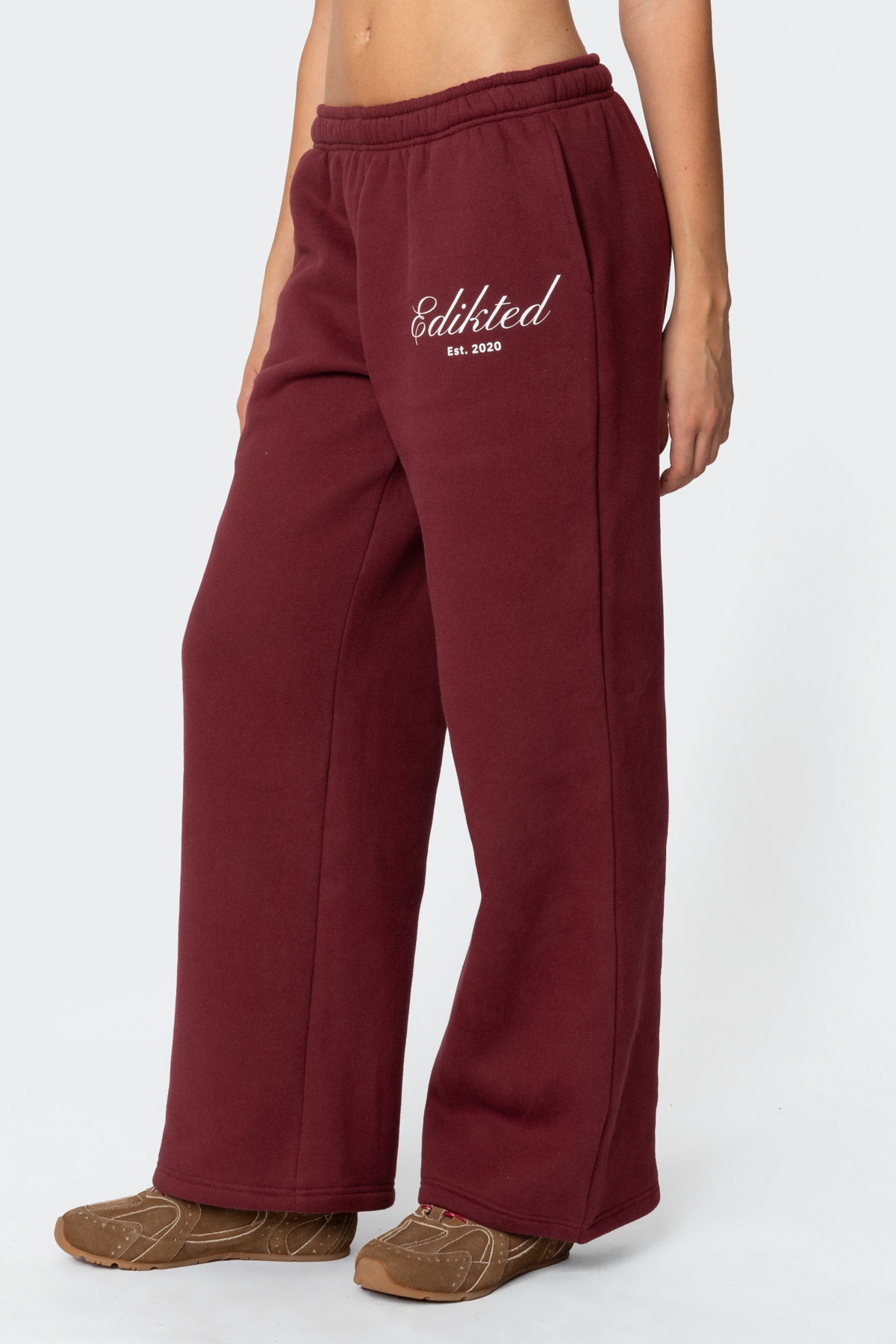 Get Edikted Sweatpants - BURGUNDY