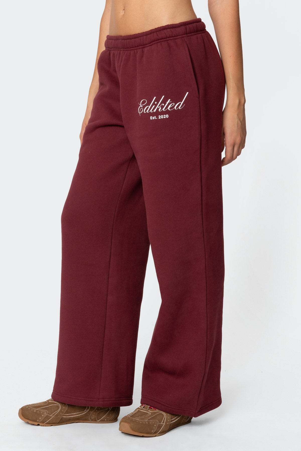 Get Edikted Sweatpants - BURGUNDY