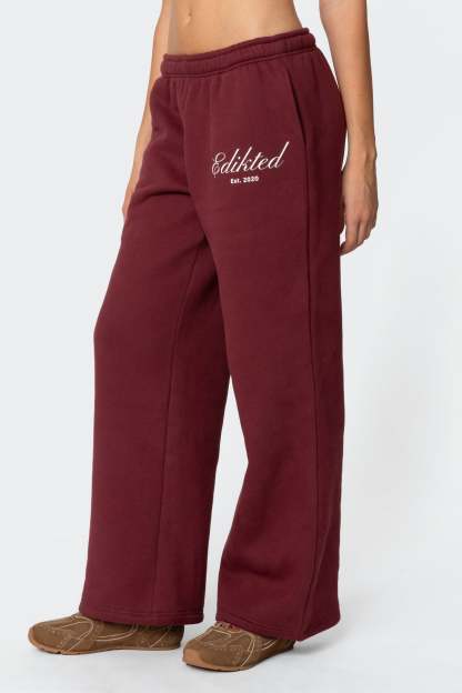 Get Edikted Sweatpants - BURGUNDY