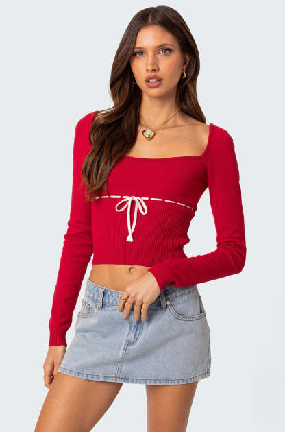 Natasha Knit Top - RED