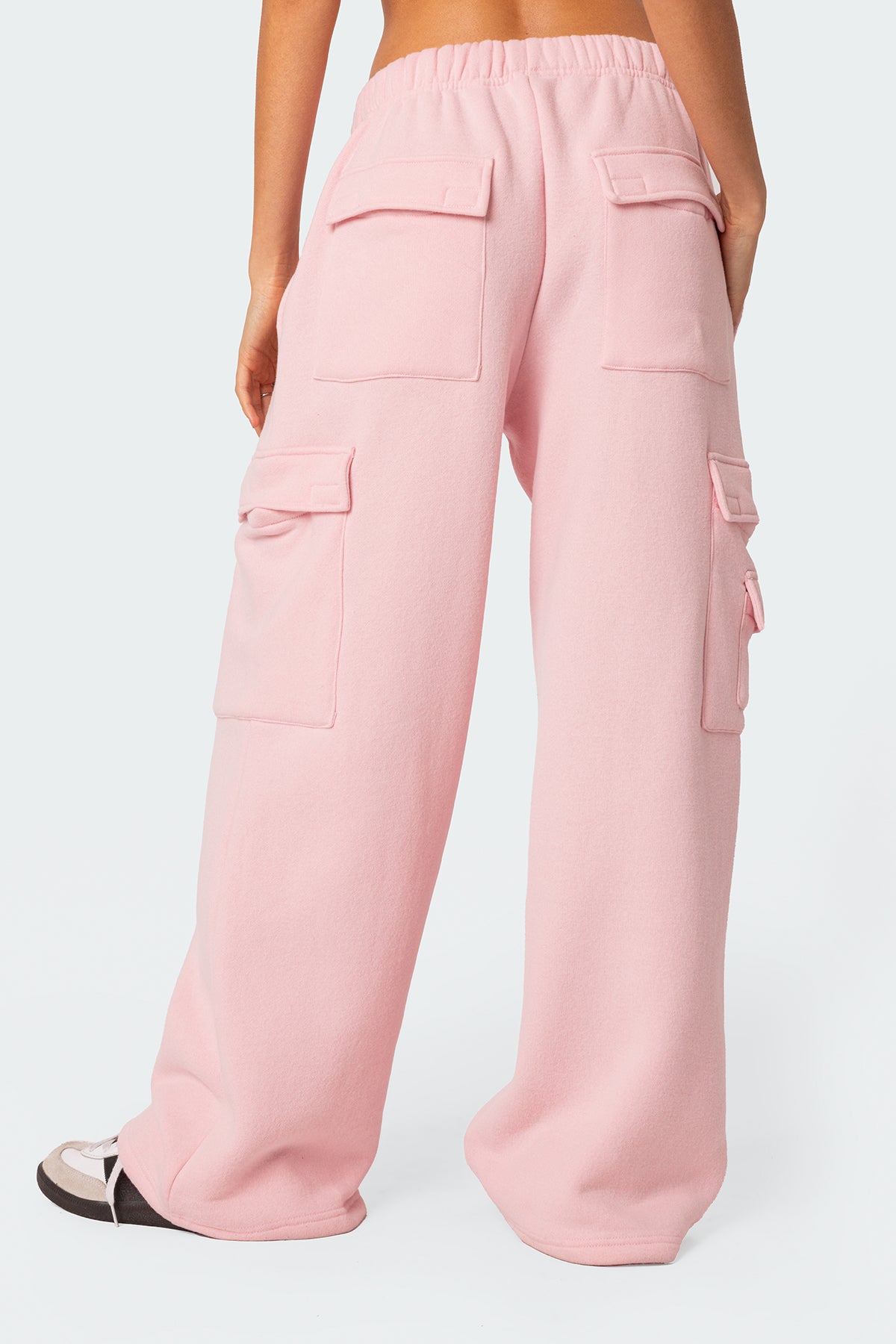 Wide Leg Cargo Sweatpants - PINK