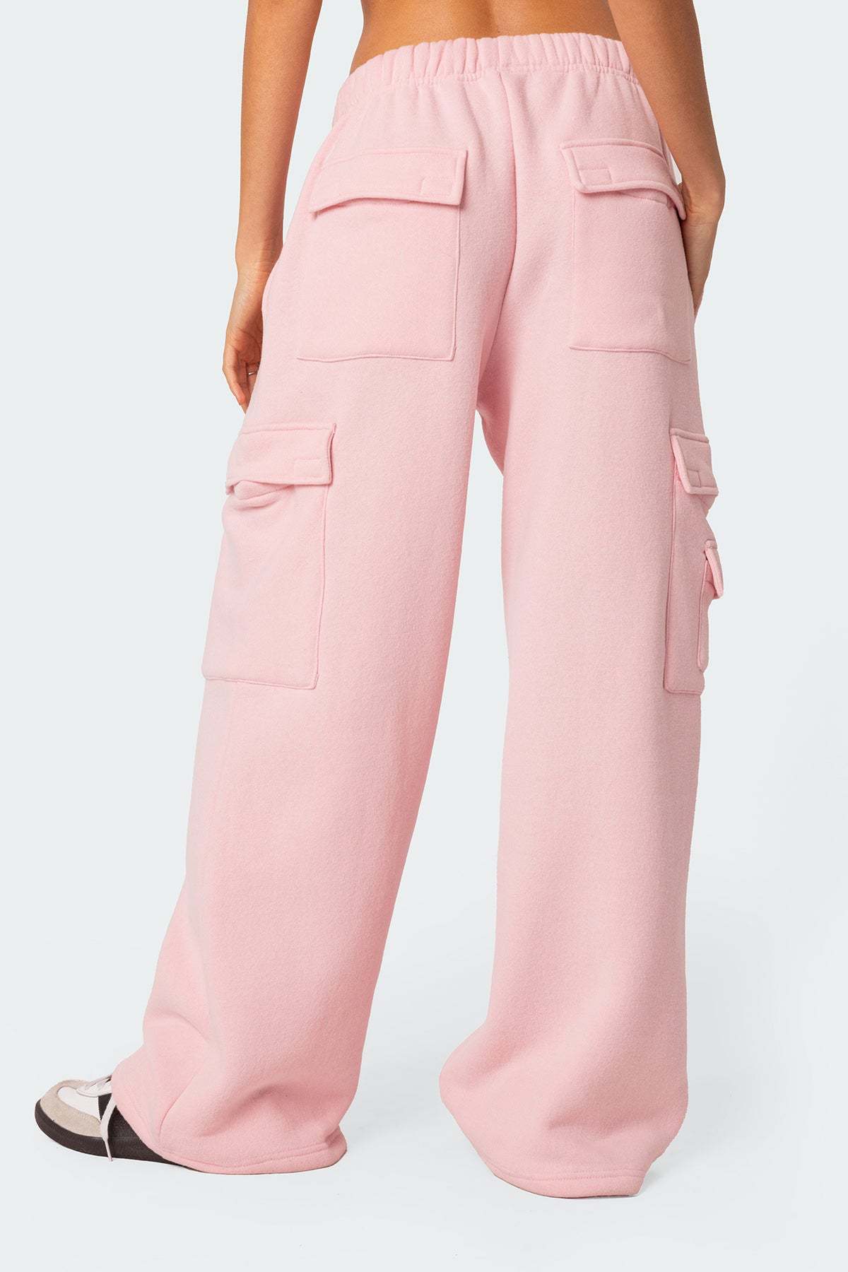 Wide Leg Cargo Sweatpants - PINK