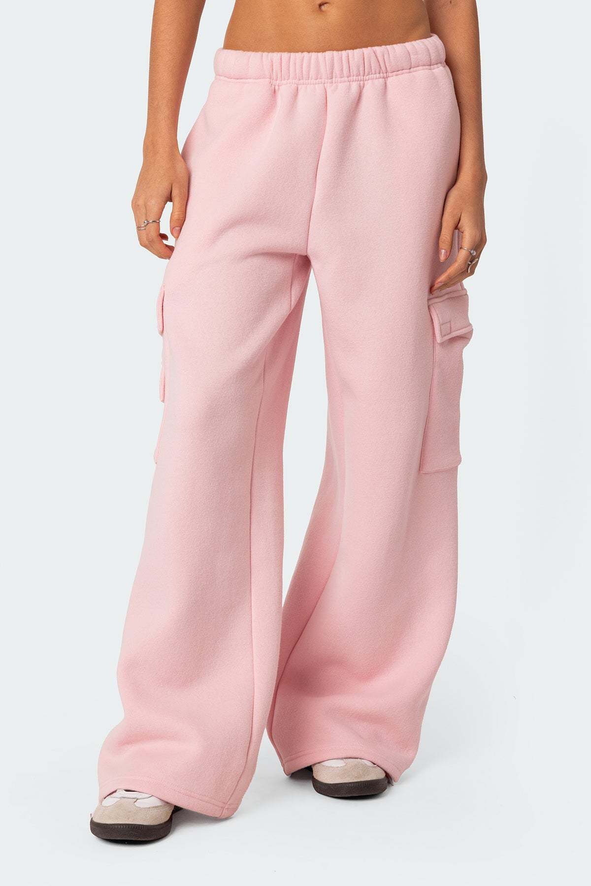 Wide Leg Cargo Sweatpants - PINK