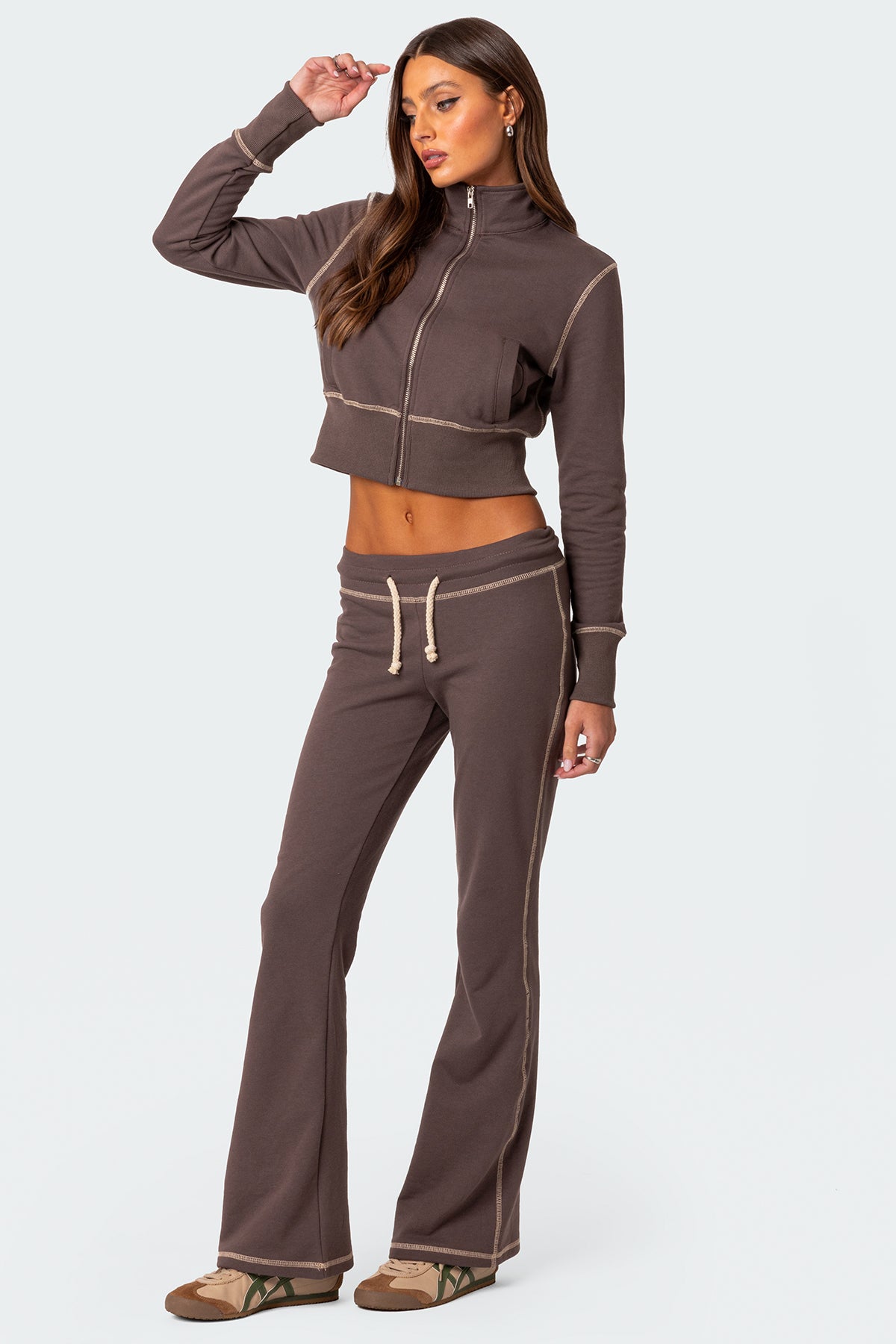 Alexia Low Rise Sweatpants - BROWN