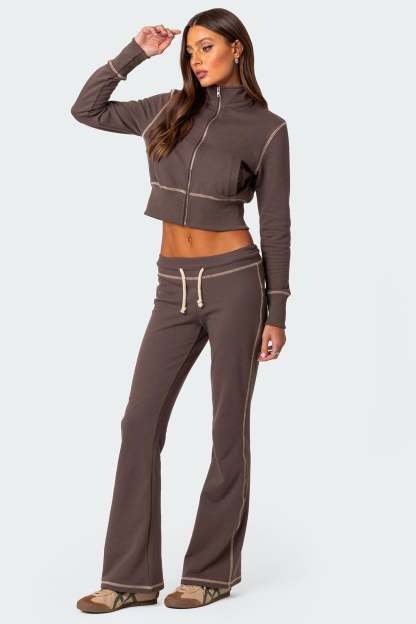 Alexia Low Rise Sweatpants - BROWN