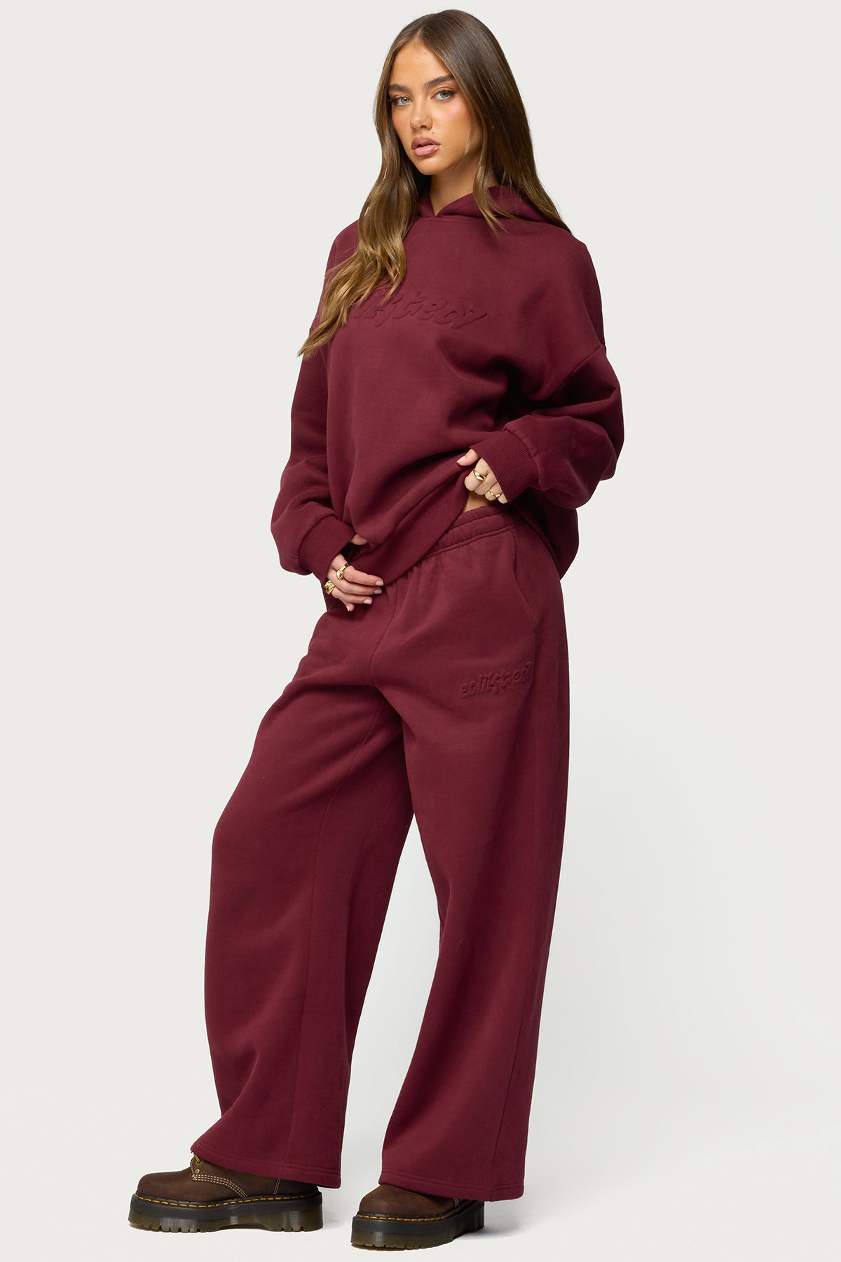 Totally Edikted Sweatpants - BURGUNDY