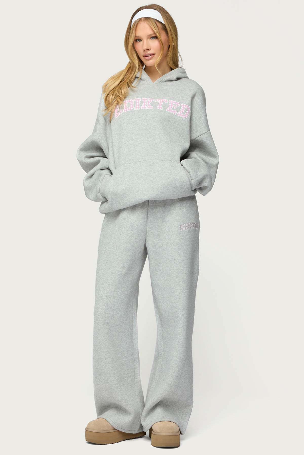 Edikted Lover Wide Leg Sweatpants - GRAY-MELANGE