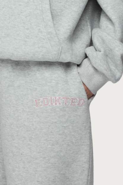 Edikted Lover Wide Leg Sweatpants - GRAY-MELANGE