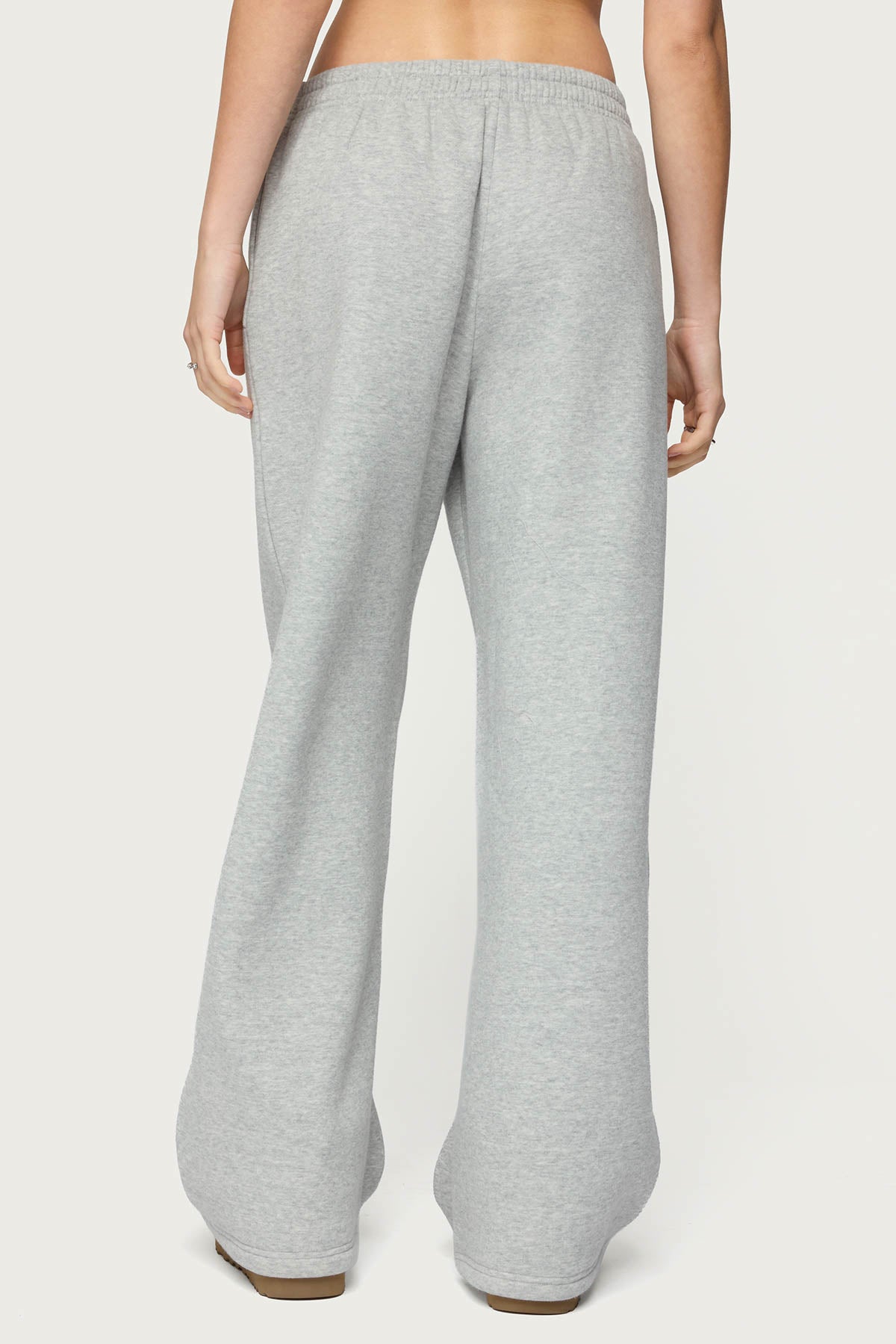 Edikted Lover Wide Leg Sweatpants - GRAY-MELANGE